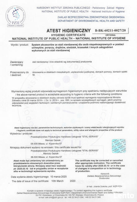 Siedziska i poręcze dla osób niepełnosprawnych