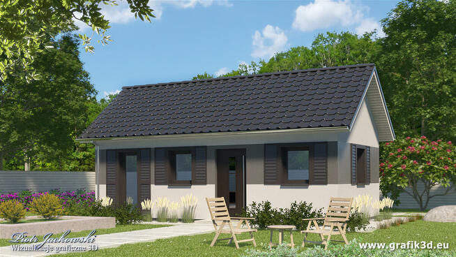 Projekt elewacji domu. Wizualizacja 3D - Grafika 3D