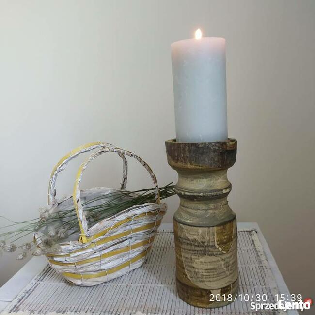 Świecznik drewniany toczony dekoracje wyroby z drewna