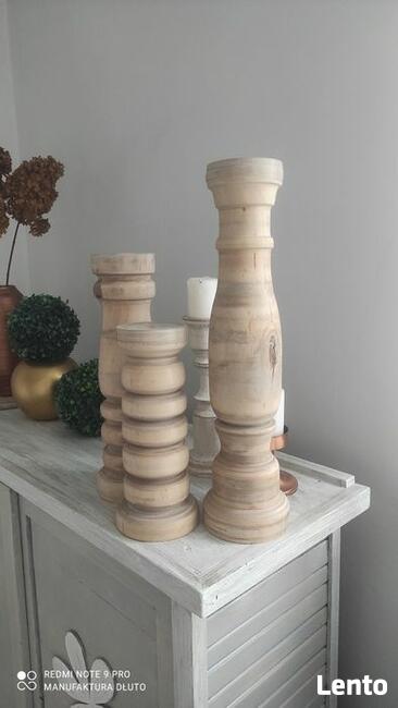 Świeczniki drewniane vintage retro rustykalne
