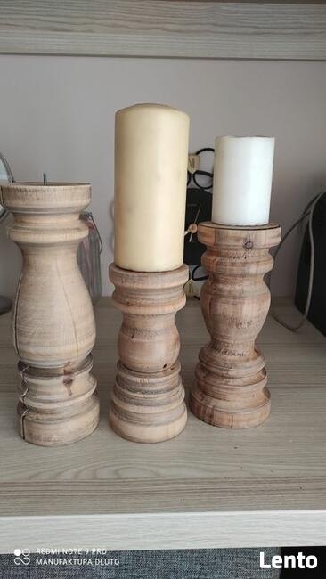 Świeczniki drewniane vintage retro rustykalne
