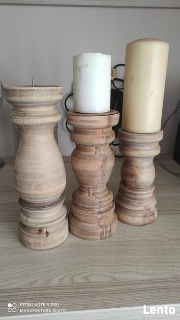 Świeczniki drewniane vintage retro rustykalne
