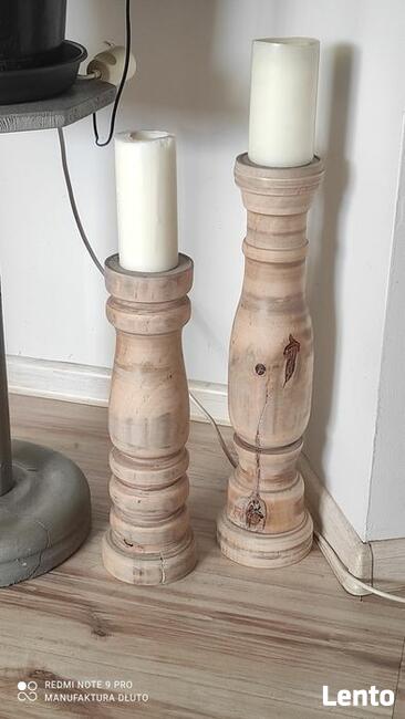 Świeczniki drewniane vintage retro rustykalne