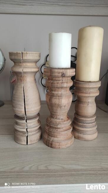 Świeczniki drewniane vintage retro rustykalne