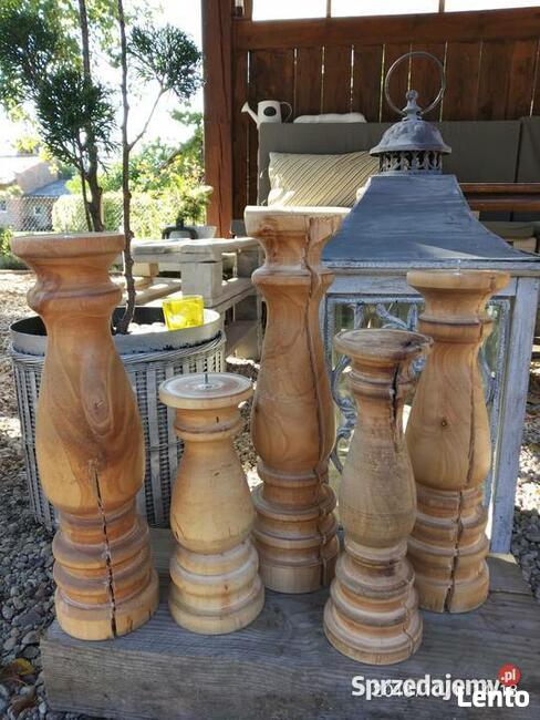 Świecznik drewniany toczony dekoracje wyroby z drewna