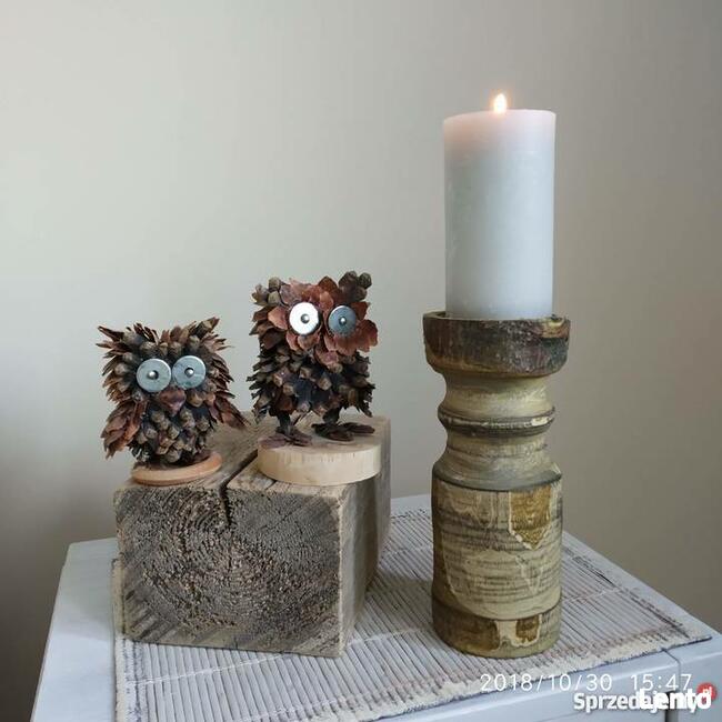 Świecznik drewniany toczony dekoracje wyroby z drewna