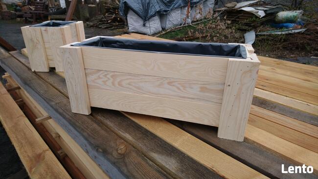 Donica drewniana doniczka skrzynka 120/30/30 folia