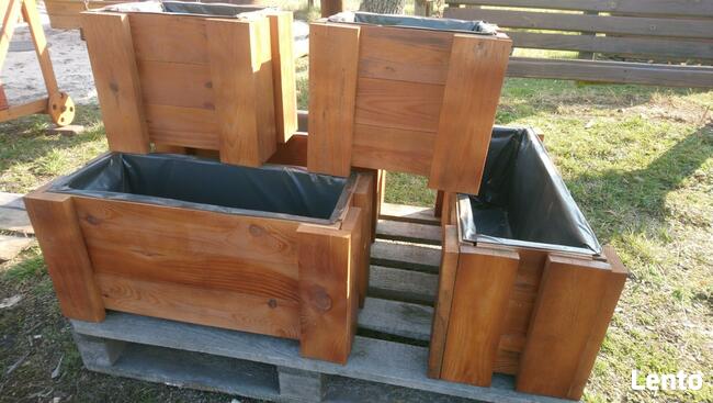 Donica drewniana doniczka skrzynka 120/30/30 folia