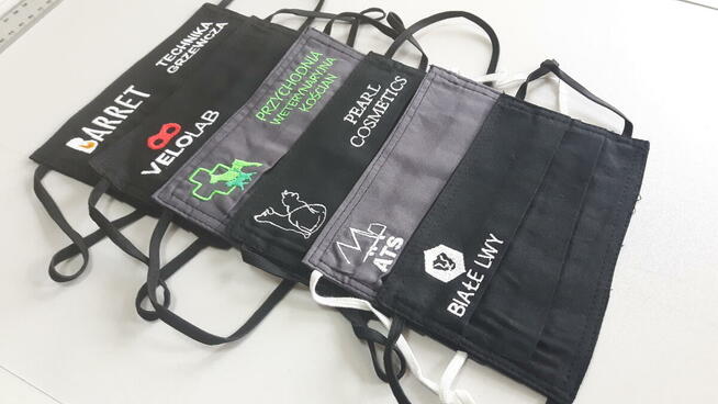 Maseczki z haftem HAFT logo Twój napis personalizowane baweł