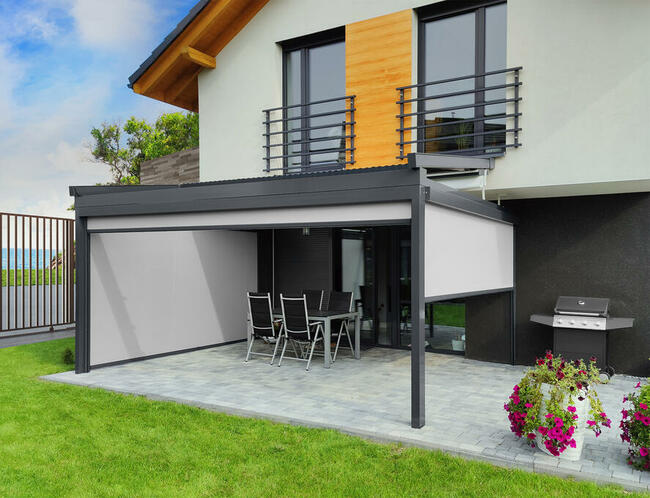 Pergole, wiaty i bramy garażowe, rolety, markizy, żaluzje.