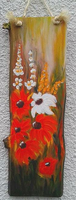 Obraz olejny na desce - Maki