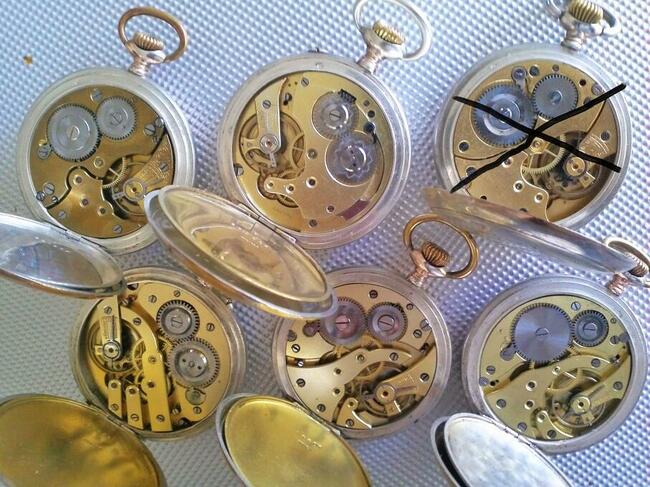 Zegarek kieszonkowy srebrno złoty Swajcar śr;50mm