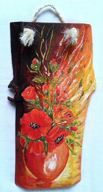 Obraz olejny na desce - Maki