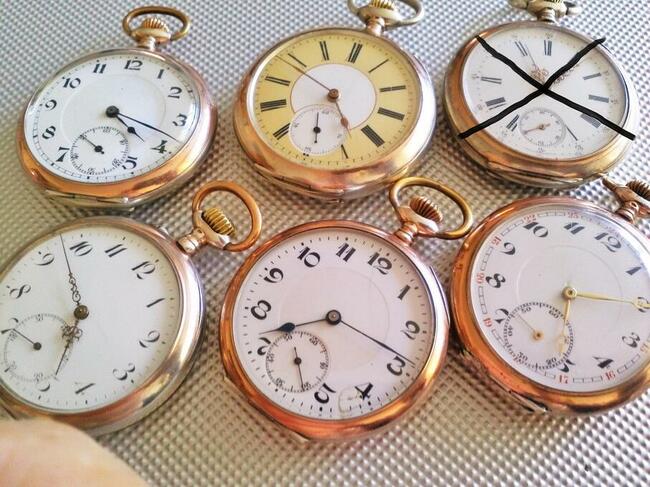 Zegarek kieszonkowy srebrno złoty Swajcar śr;50mm