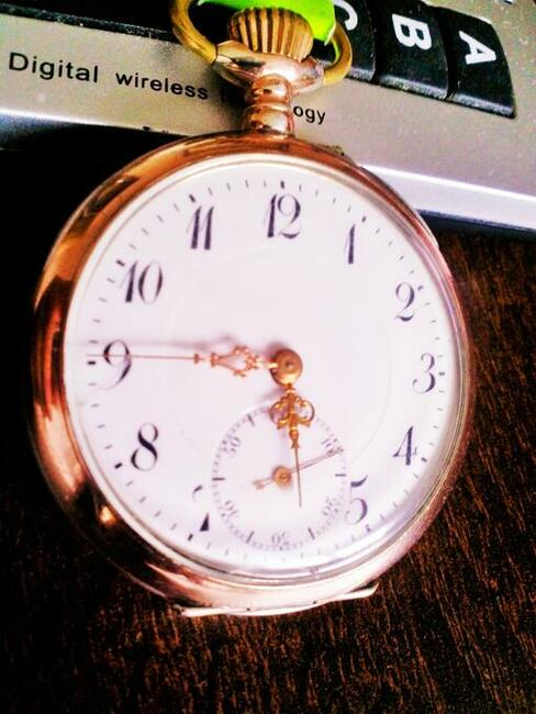 Zegarek kieszonkowy srebrno złoty Swajcar śr;50mm