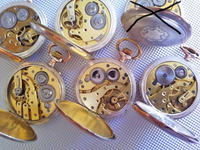 Zegarek kieszonkowy srebrno złoty Swajcar śr;50mm