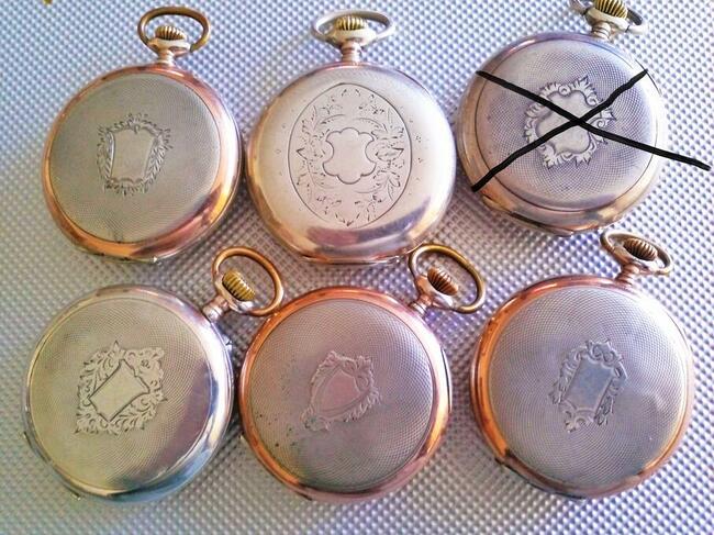 Zegarek kieszonkowy srebrno złoty Swajcar śr;50mm