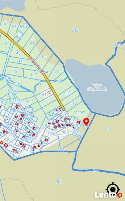 Kapalica 2900 m2 graniczy z jeziorem Grzybionek
