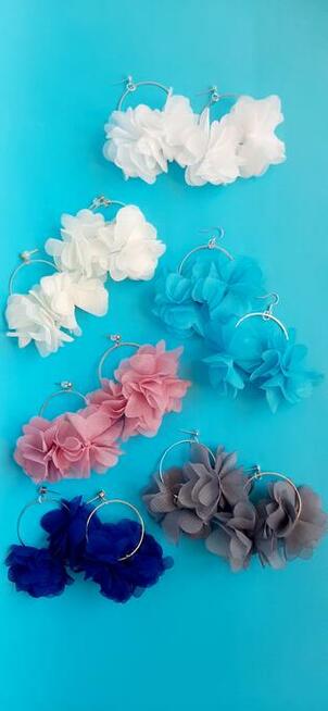 Kolczyki ślubne, białe kwiaty, kolczyki koła boho