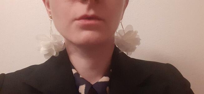 Kolczyki ślubne, białe kwiaty, kolczyki koła boho