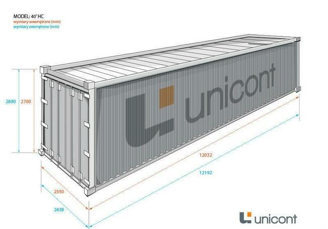 Kontener 40HC 12m SZCZELNY100% tani transport MAGAZYN budowl