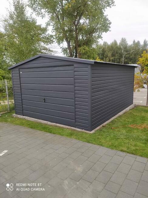 Garaż blaszany 4x5, dwuspadowy, Antracyt, SZYBKA REALIZACJA