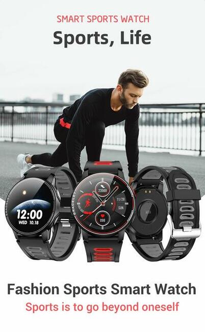 L6 Smartwatch SLIMY, tętno, kroki, puls, stoper HIT !