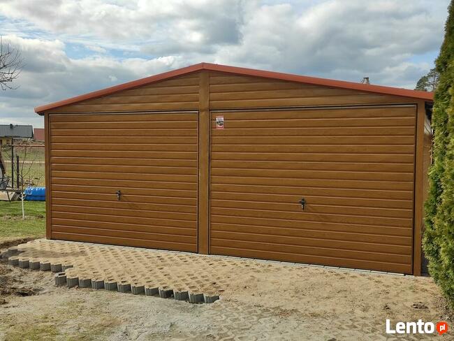 Garaż drewnopodobny 6x5, dwustanowiskowy, MONTAŻ GRATIS