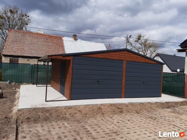 Garaż drewnopodobny 6x5, dwustanowiskowy, MONTAŻ GRATIS