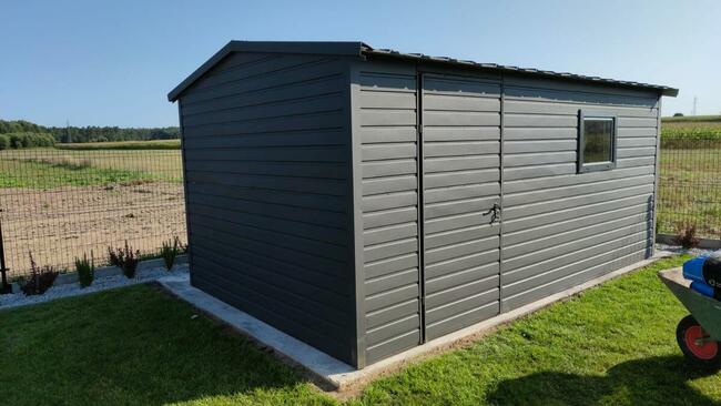 Garaż blaszany 4x5, dwuspadowy, Antracyt, SZYBKA REALIZACJA