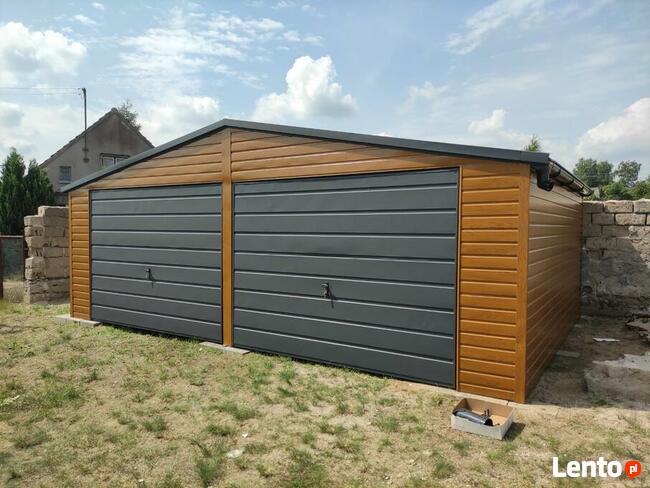 Garaż drewnopodobny 6x5, dwustanowiskowy, MONTAŻ GRATIS