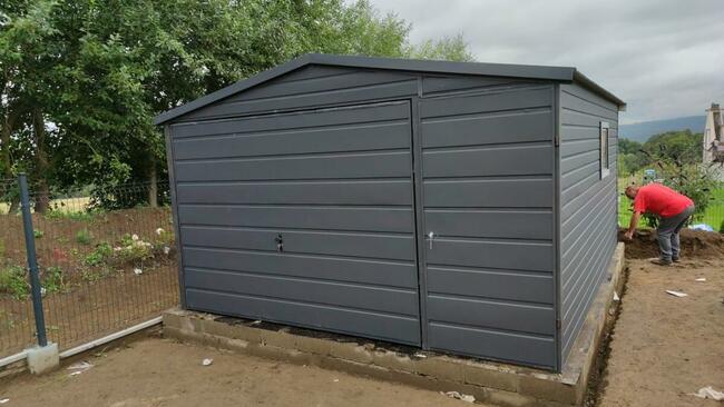 Garaż blaszany 4x5, dwuspadowy, Antracyt, SZYBKA REALIZACJA