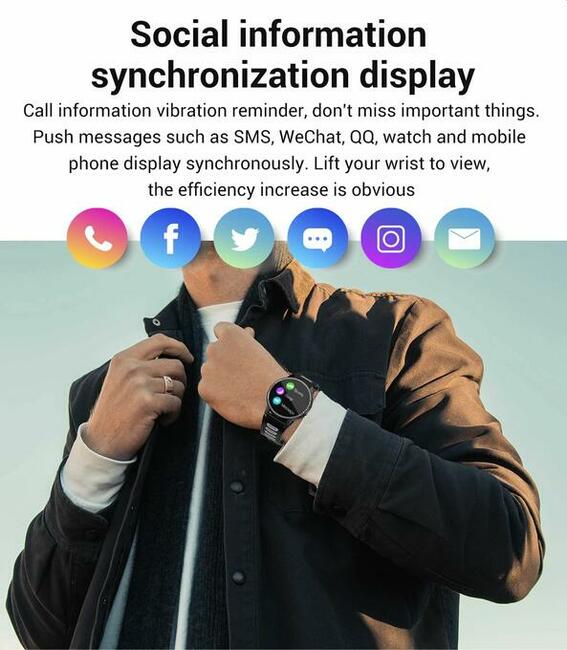 L6 Smartwatch SLIMY, tętno, kroki, puls, stoper HIT !