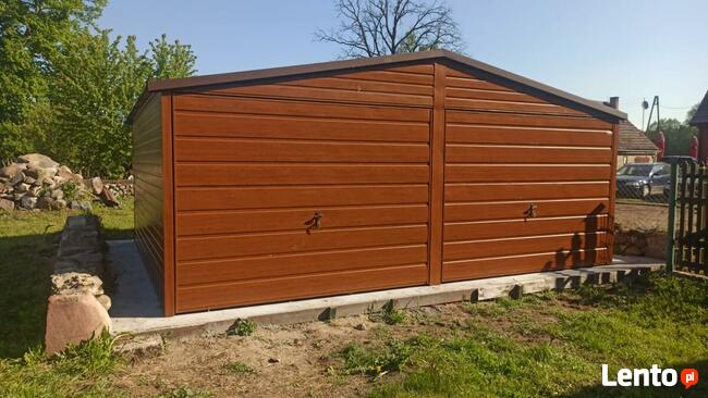 Garaż drewnopodobny 6x5, dwustanowiskowy, MONTAŻ GRATIS