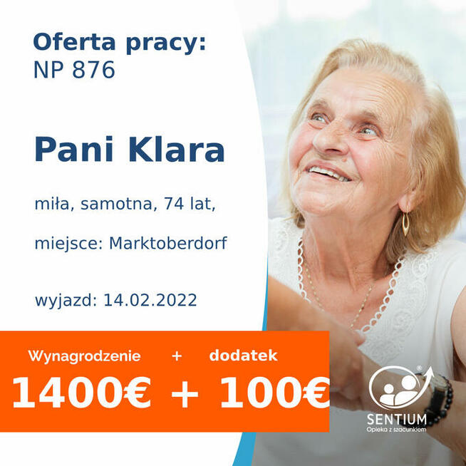 Pani Klara poszukuje Opieki w DE - 1500 euro