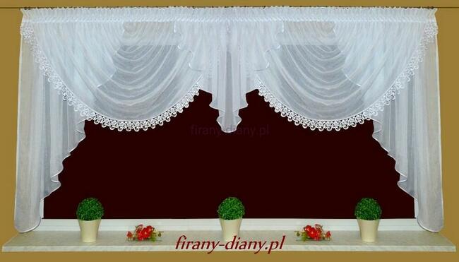 Lambrekiny, szycie firan, lambrekin w kwiaty, firany wody