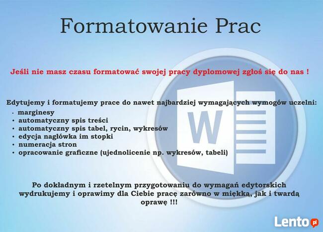 Formatowanie pracy dyplomowej i dokumentów