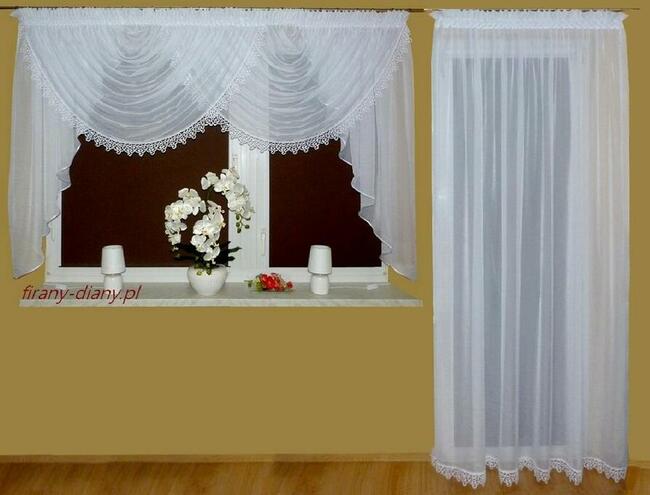 Lambrekiny, szycie firan, lambrekin w kwiaty, firany wody