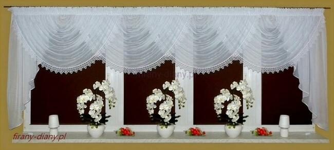 Lambrekiny, szycie firan, lambrekin w kwiaty, firany wody