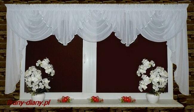 Lambrekiny, szycie firan, lambrekin w kwiaty, firany wody