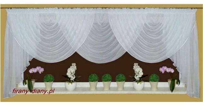 Lambrekiny, szycie firan, lambrekin w kwiaty, firany wody