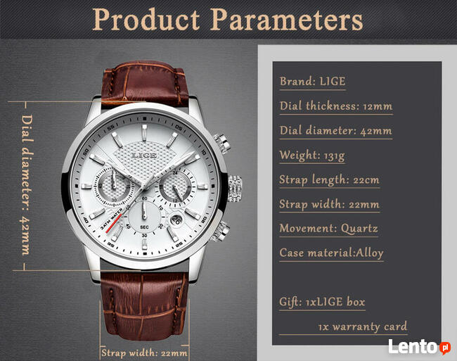 Zegarek męski LIGE Nowy bardzo ładny super cena i wyglą