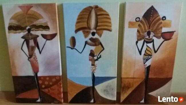 Cztery obrazy ręcznie malowane