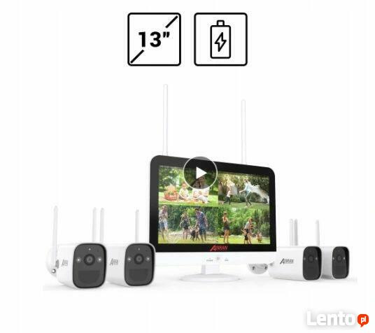 Zestaw kamer wifi na baterie + nagrywarka LCD 2w1