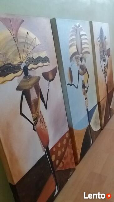 Cztery obrazy ręcznie malowane