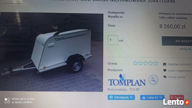 do sprzedania lekka przyczepka samochodowa Firmy TOMPLAN