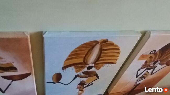 Cztery obrazy ręcznie malowane