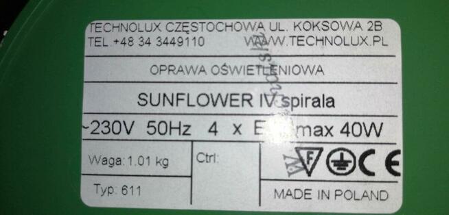 Lampa dziecięca żyrandol plafon zwis SUNFLOWER TECHNOLUX