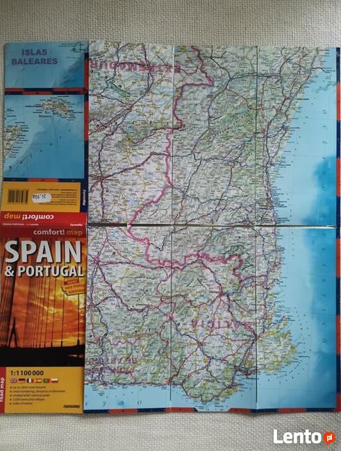 Mapa Portugalii i Hiszpanii w laminacie