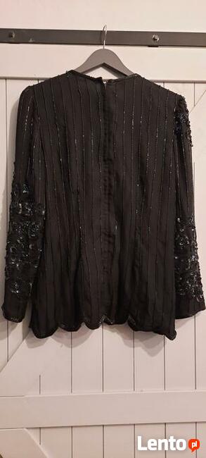 Czarna bluzka z cekinami (L/40/12) , długi rękaw Stan BDB
